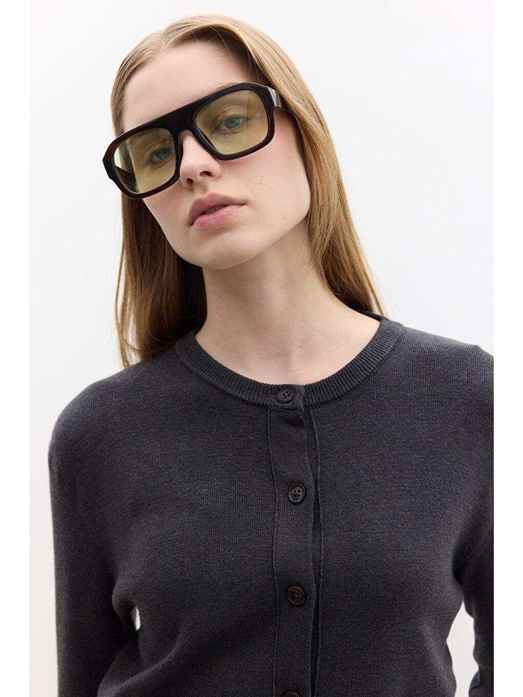 Yumuşak Dokulu Triko Hırka Antrasit-3