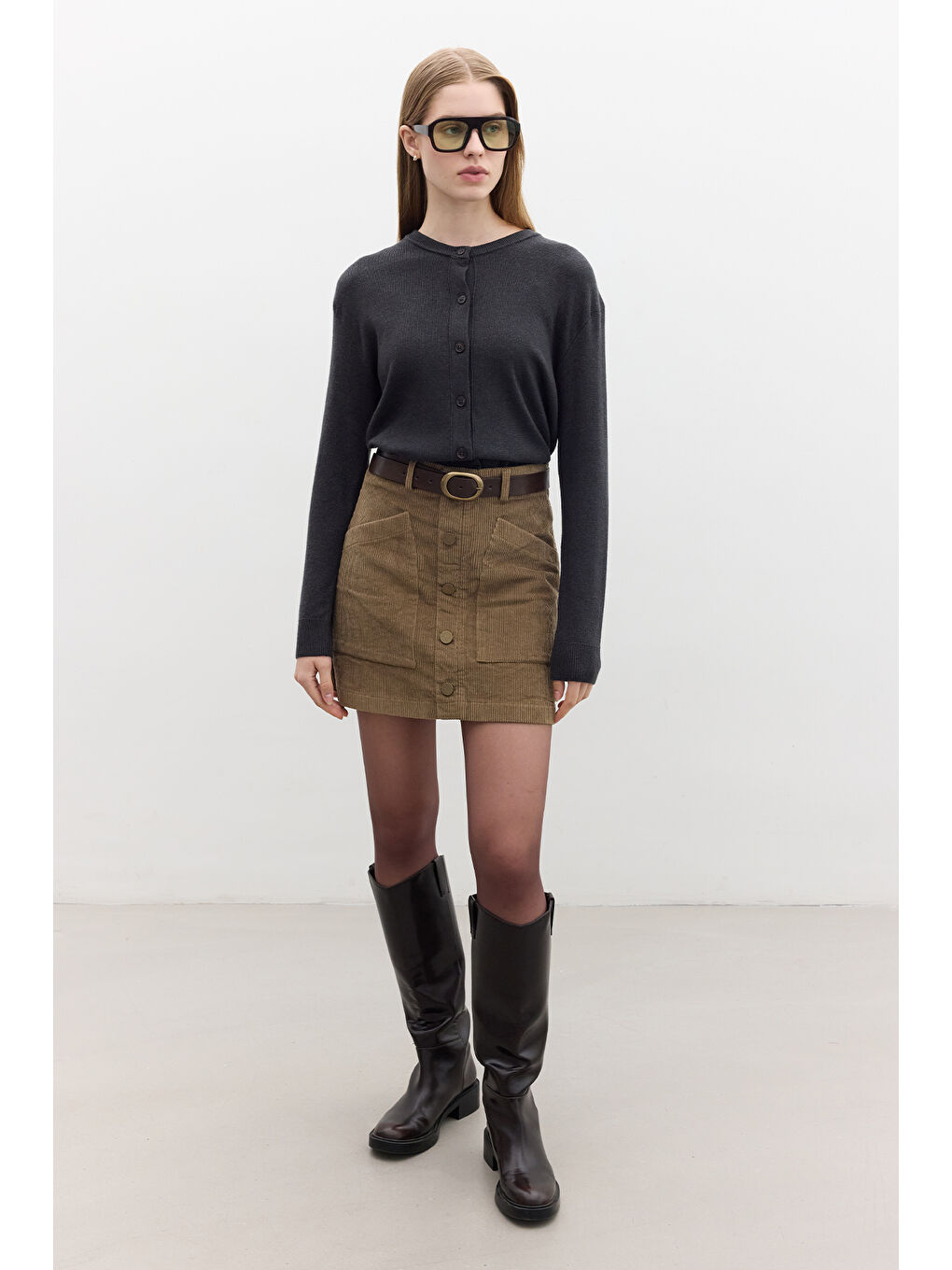 Yumuşak Dokulu Triko Hırka Antrasit-4