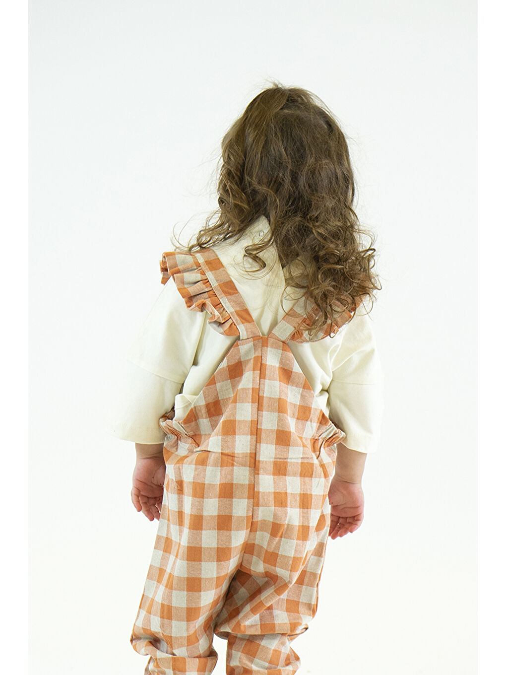 Lila Mai Turuncu Krem Ekose Keten Tulum-2