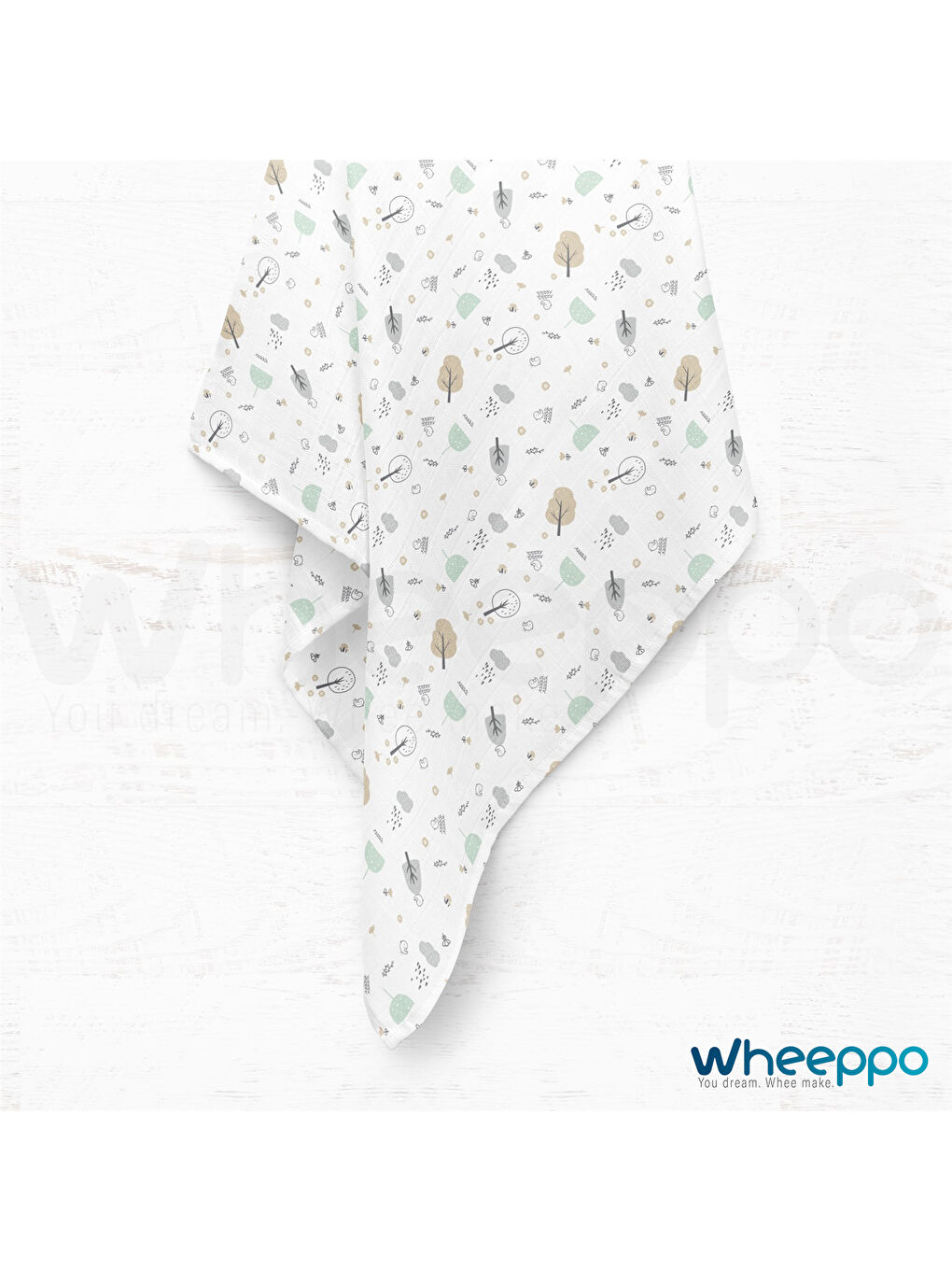 Beyaz Müslin Bebek Battaniyesi Renkli Orman 75x100 cm-1