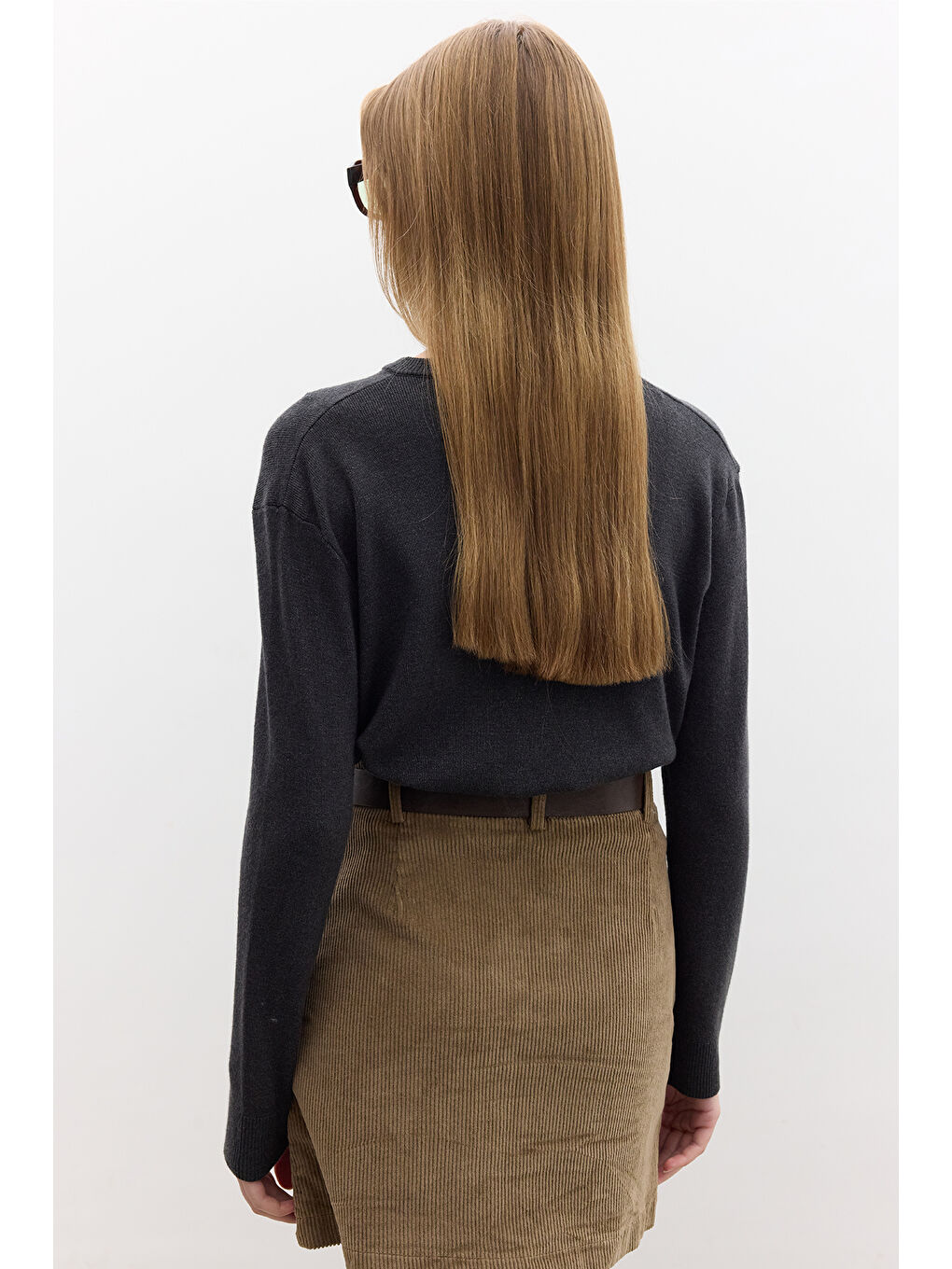 Yumuşak Dokulu Triko Hırka Antrasit-5