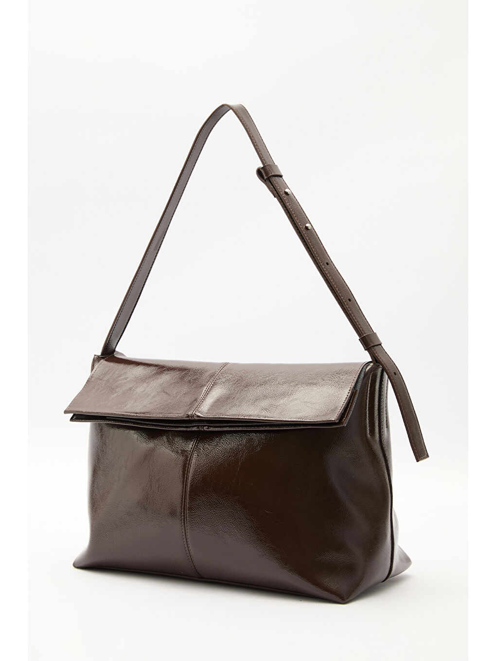 Kapaklı Tote Deri Çanta Kahverengi-2