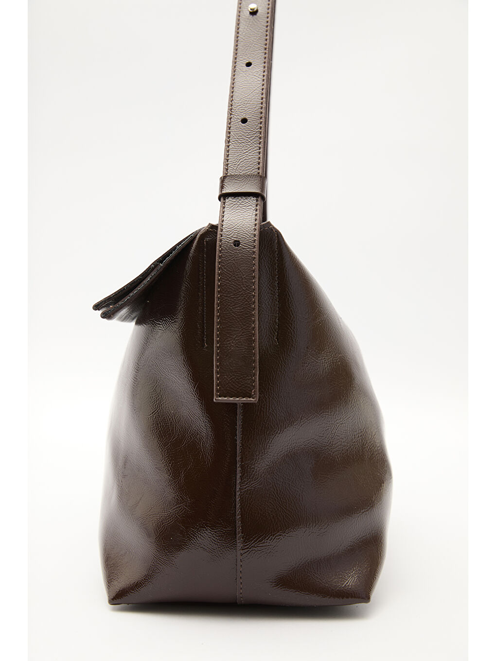 Kapaklı Tote Deri Çanta Kahverengi-4