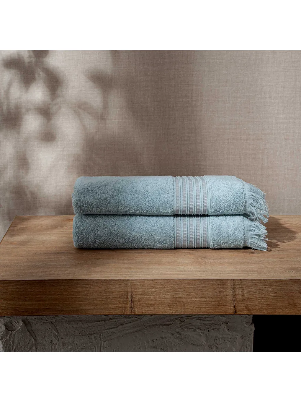 Aya 2'li El Yüz Havlusu Seti %100 Pamuk Jakarlı Mavi 50x80 Cm-1