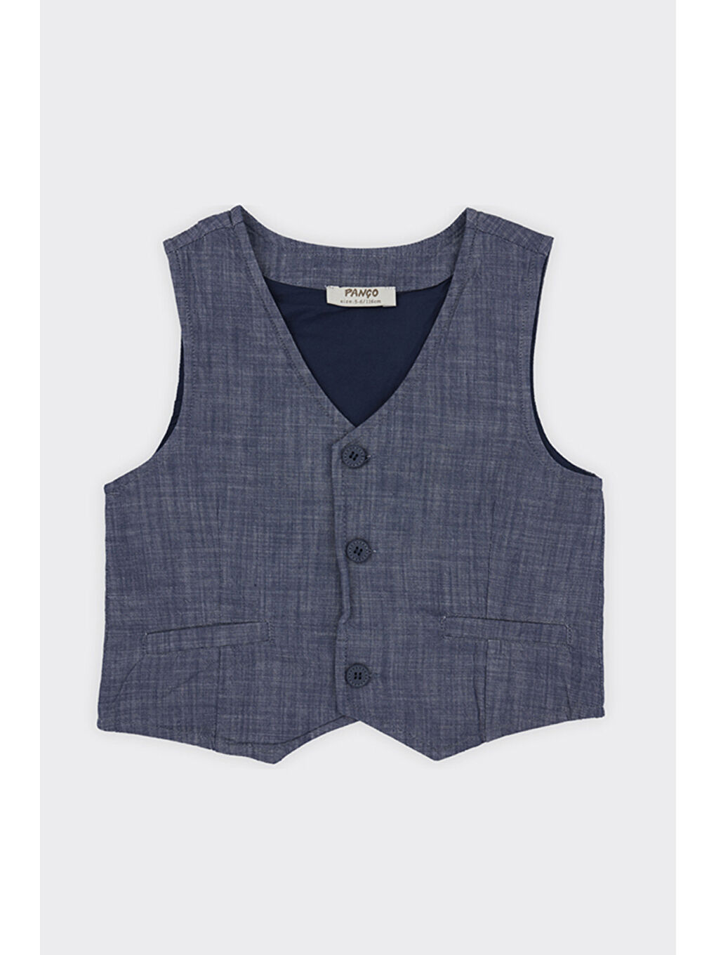 Erkek Çocuk Düğmeli Lacivert Yelek-4