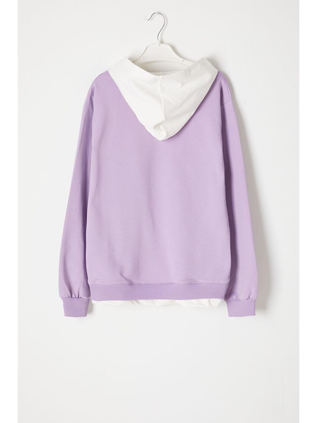 Lila Simple Yazı Baskı Kapüşonlu Kız Sweatshirt 16599-2
