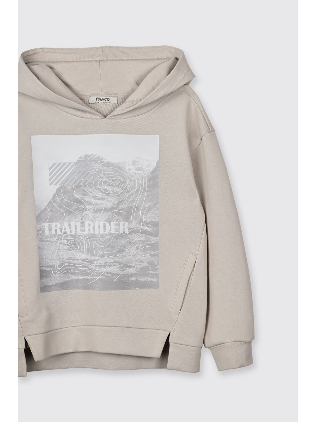 Bej Erkek Çocuk Kapüşonlu Taş Sweatshirt-4