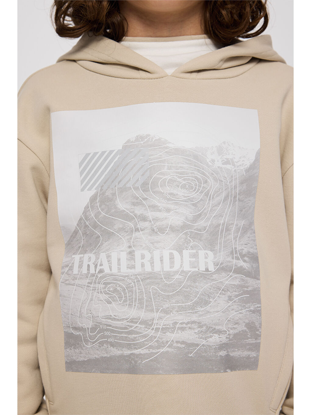 Bej Erkek Çocuk Kapüşonlu Taş Sweatshirt-5