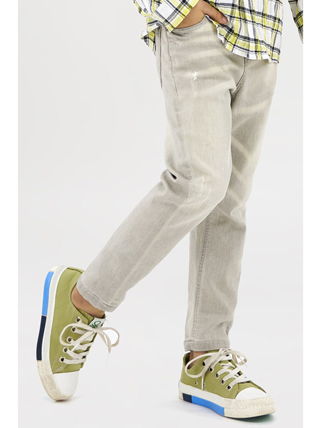 Erkek Çocuk Yıkamalı Gri Jean Pantolon-2