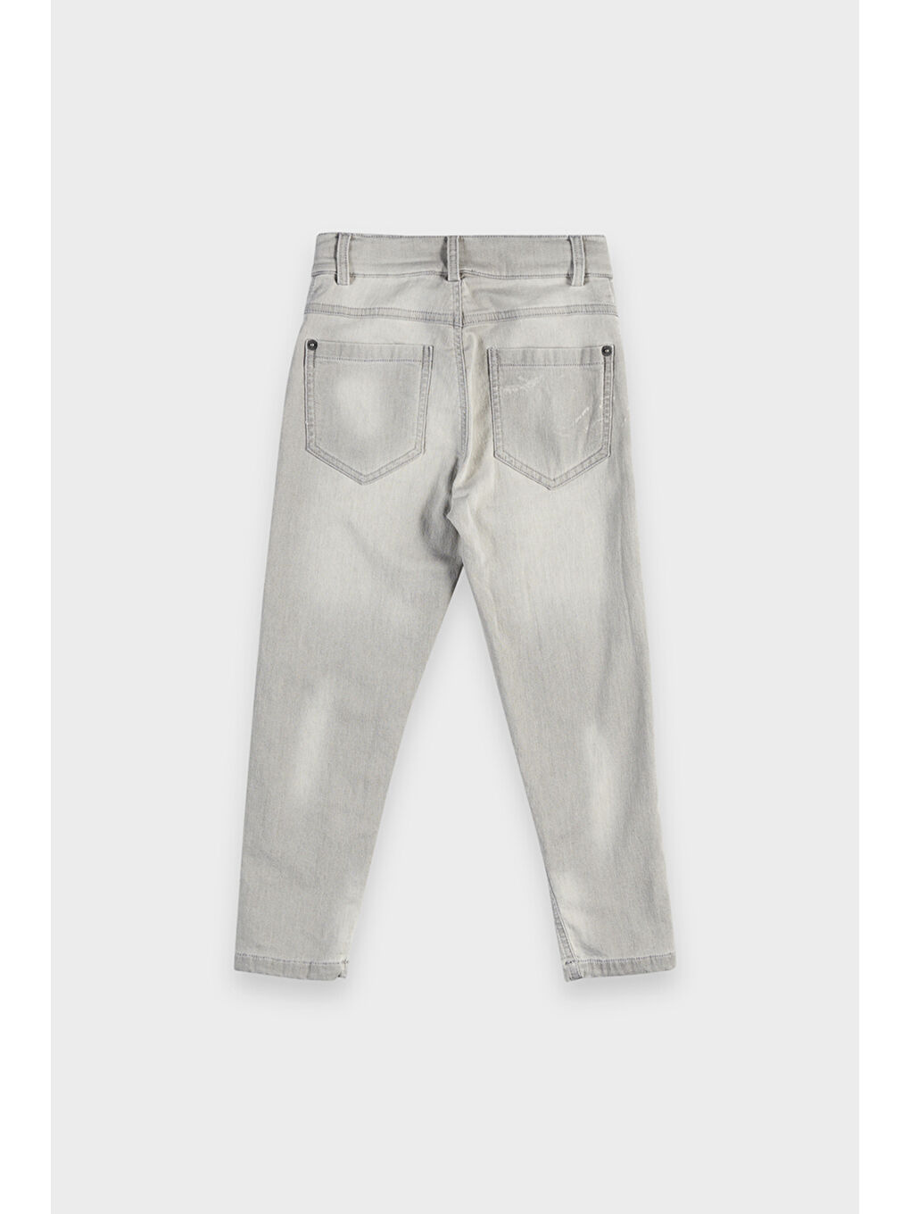 Erkek Çocuk Yıkamalı Gri Jean Pantolon-4