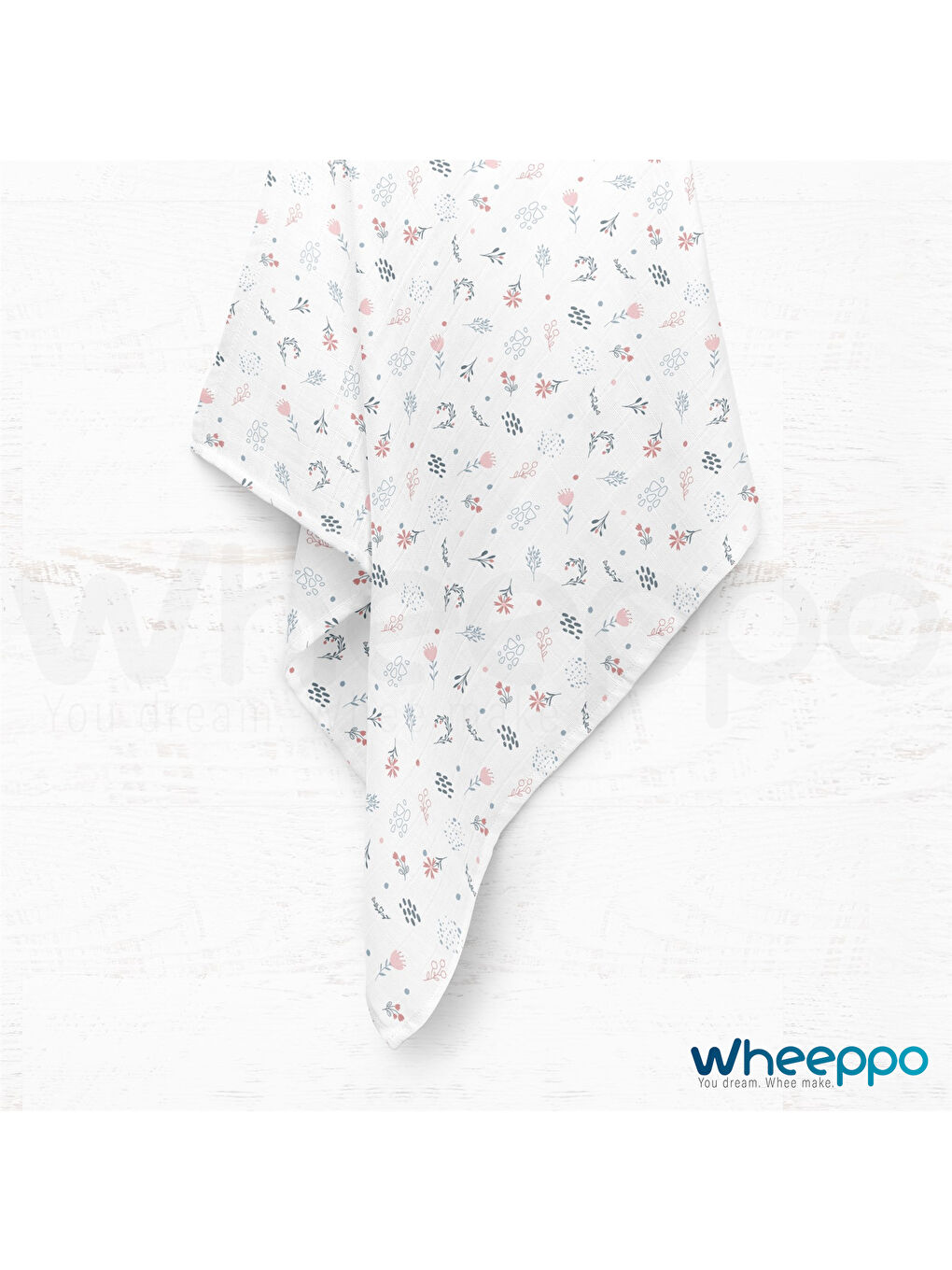 Pembe Müslin Bebek Battaniyesi Floral 75x100 cm-1