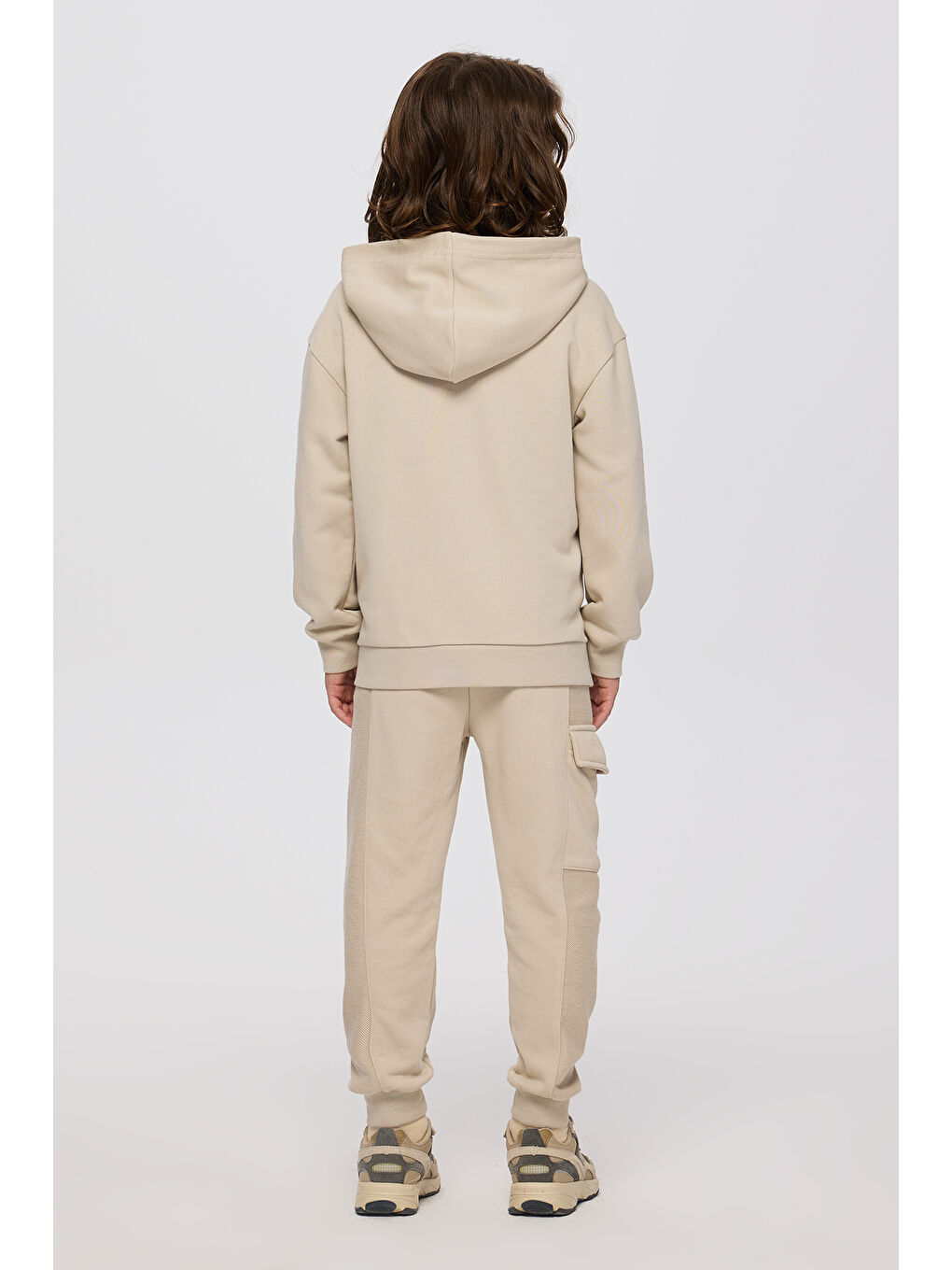 Bej Erkek Çocuk Kapüşonlu Taş Sweatshirt-7