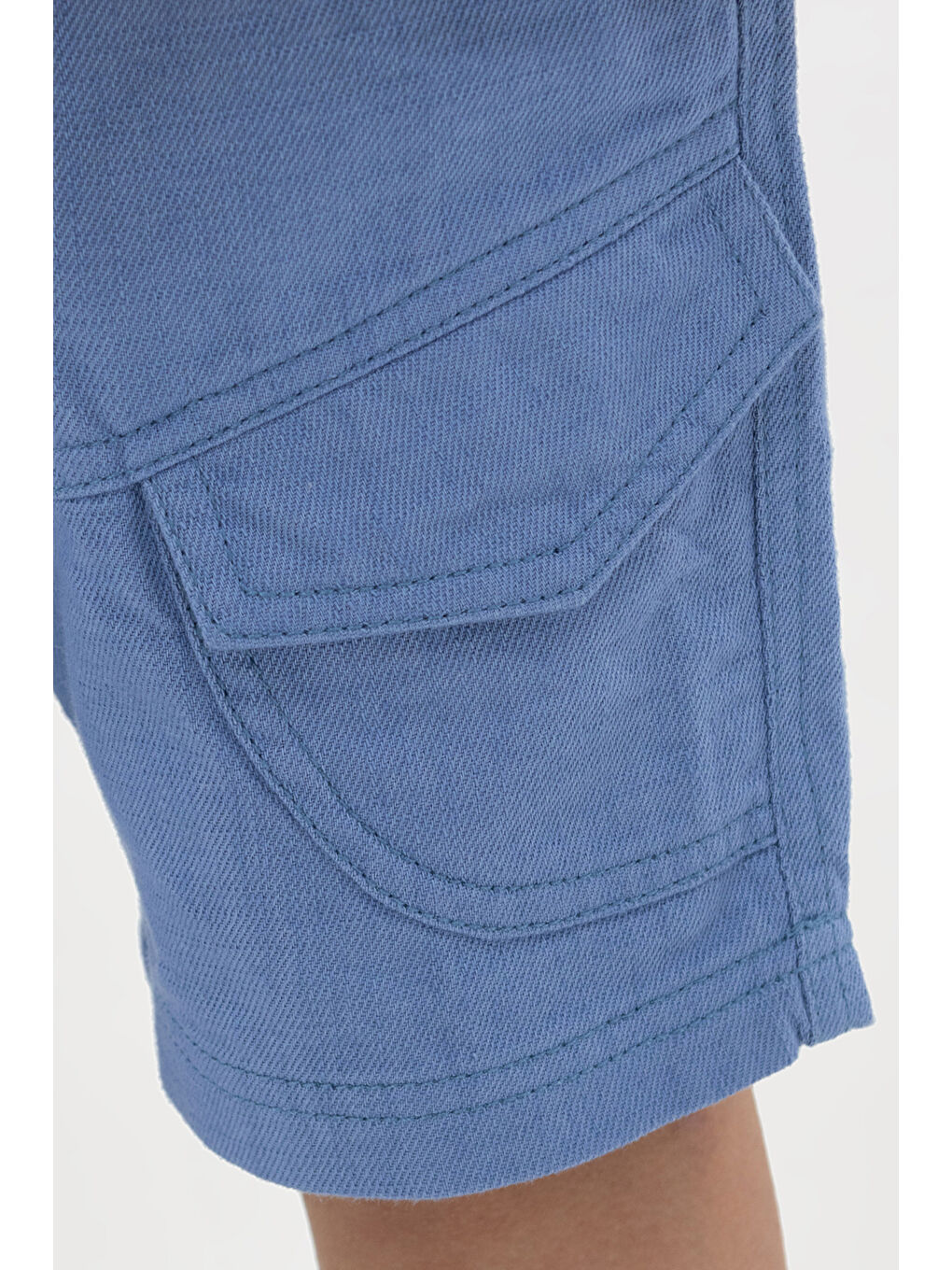 Erkek Çocuk Beli Lastikli Mavi Şort-2