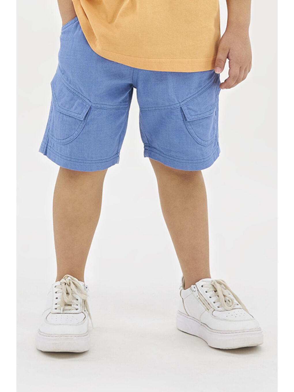 Erkek Çocuk Beli Lastikli Mavi Şort-3