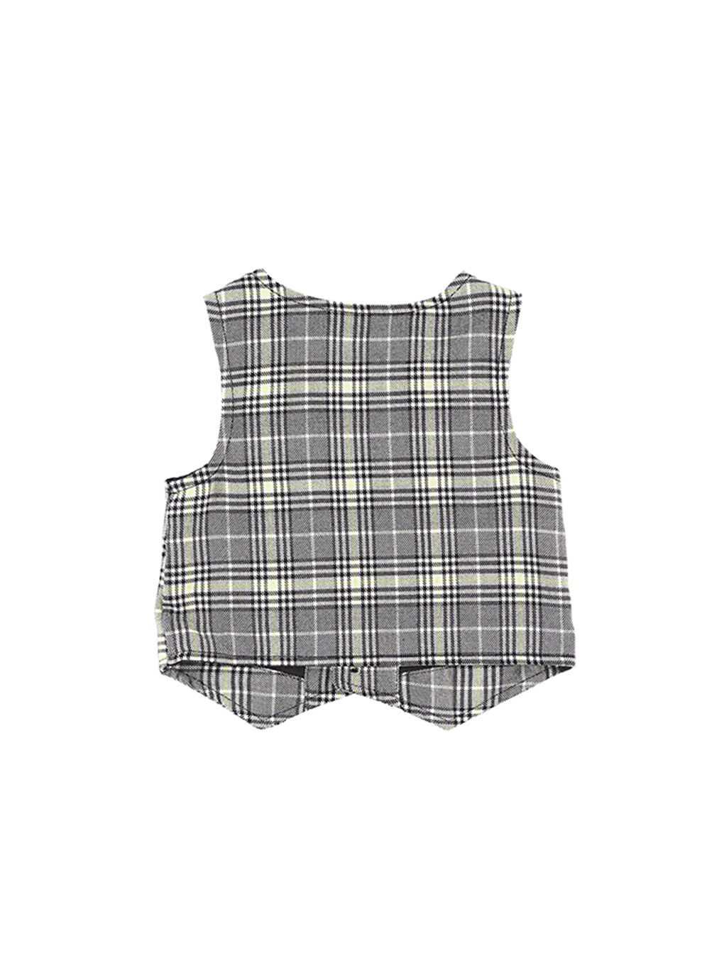 Siyah Erkek Çocuk Ekose Desenli Yelek-1