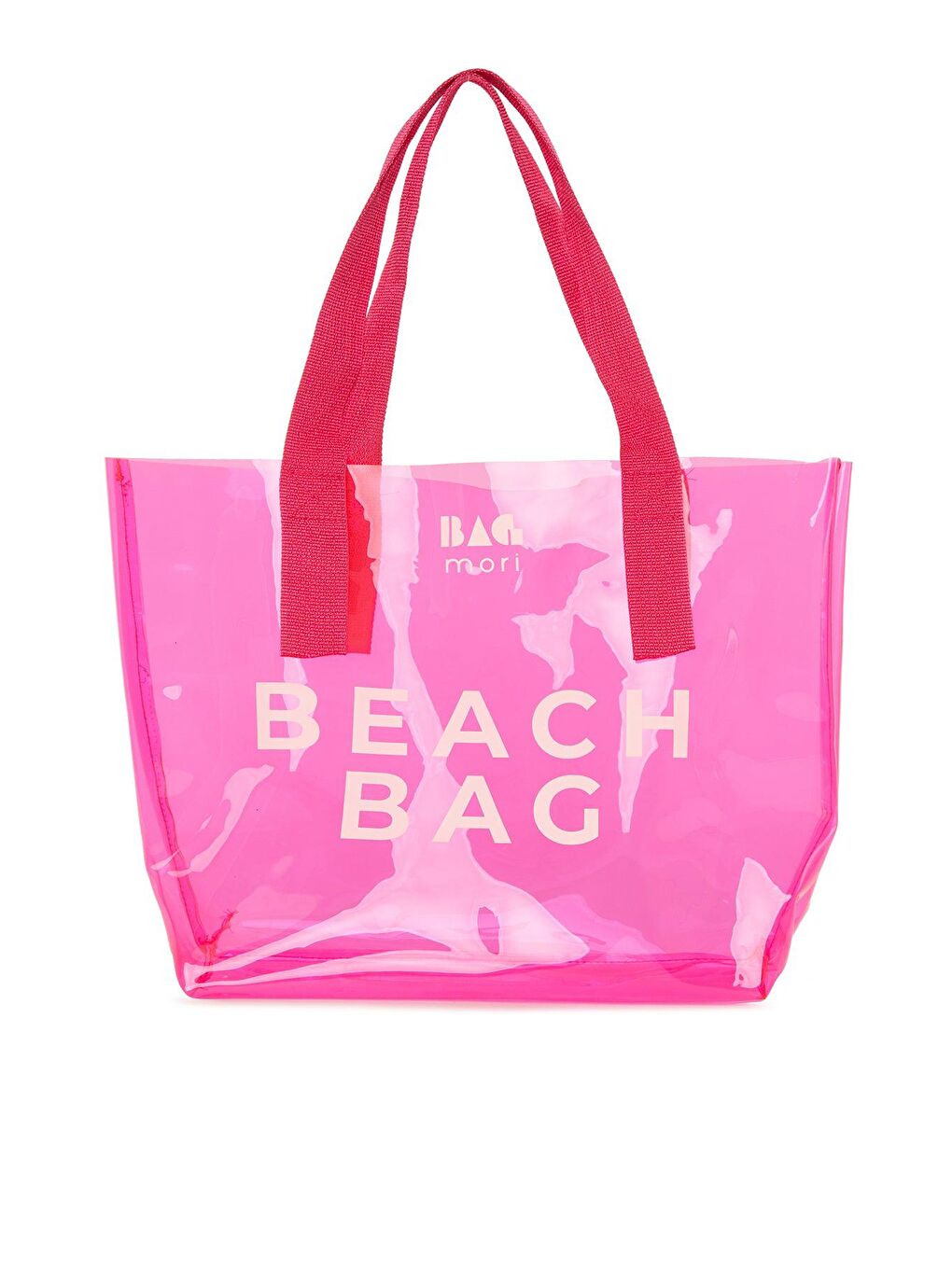 Bagmori Fuşya Beach Bag Baskılı Şeffaf Plaj Çantası