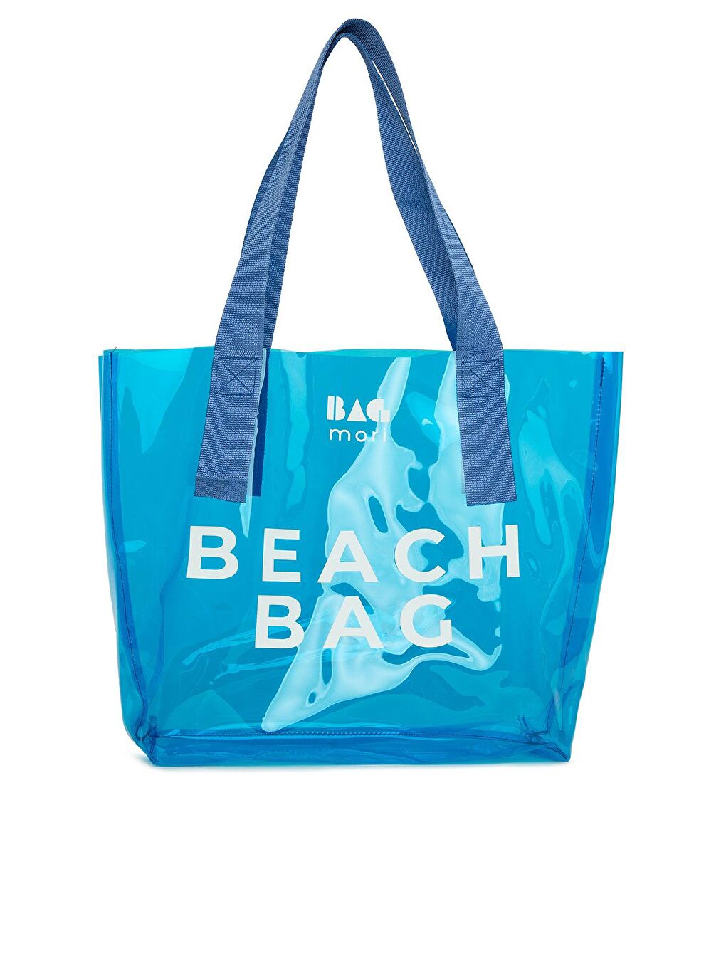 Bagmori Mavi Beach Bag Baskılı Şeffaf Plaj Çantası