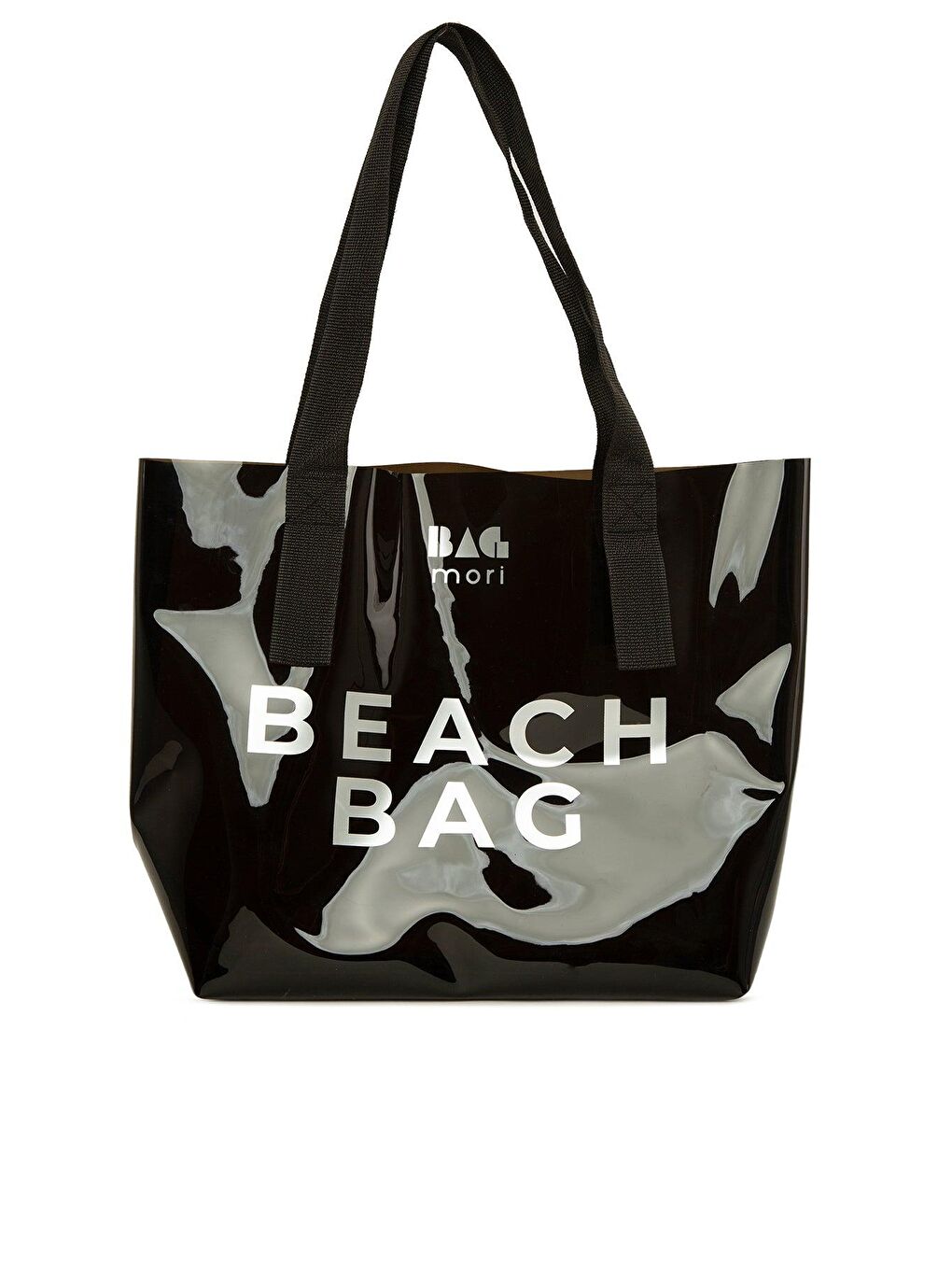 Bagmori Siyah Beach Bag Baskılı Şeffaf Plaj Çantası