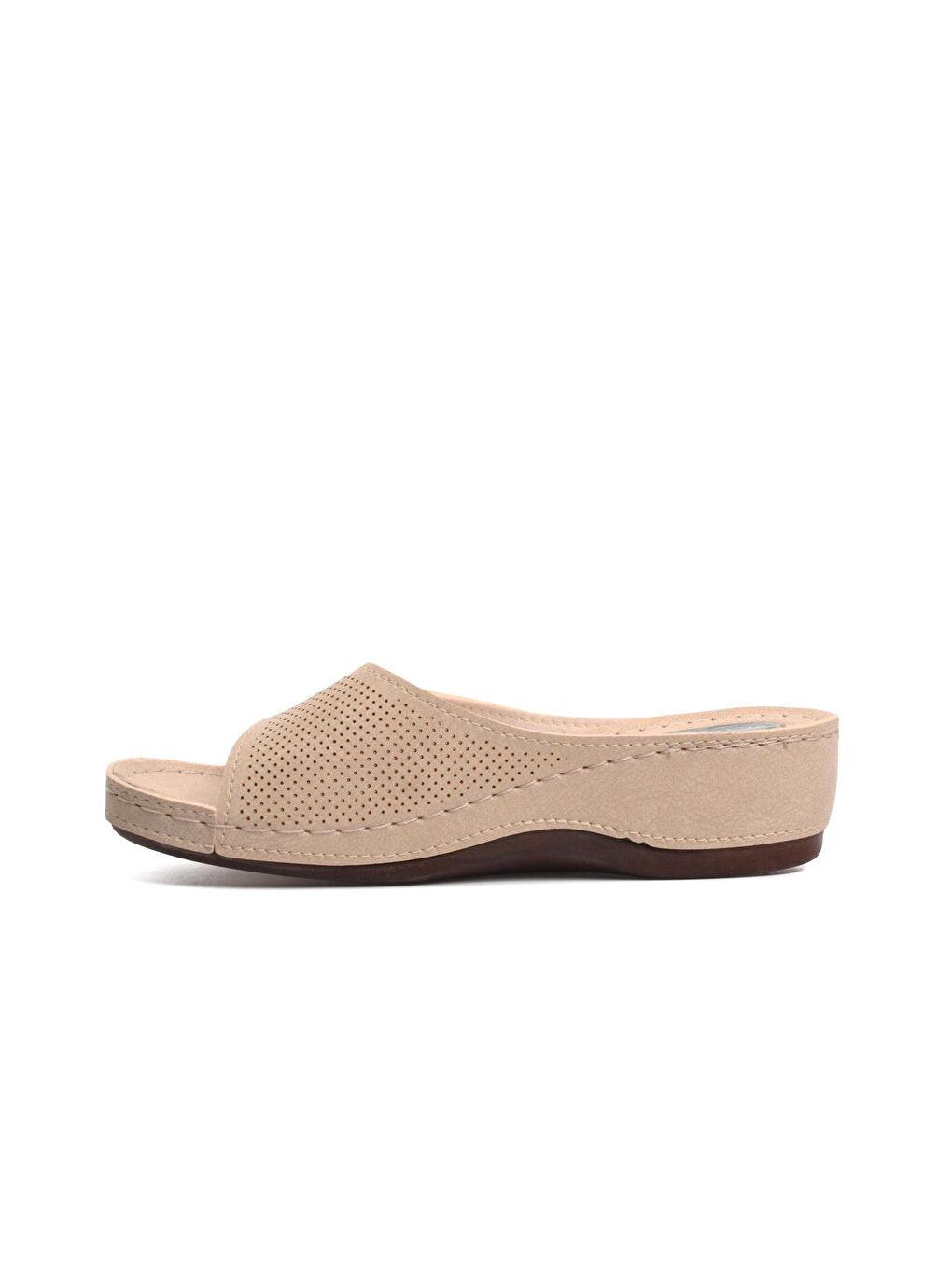 09-701 Bej Jel Tabanlı Dolgu Topuklu Kadın Terlik-1