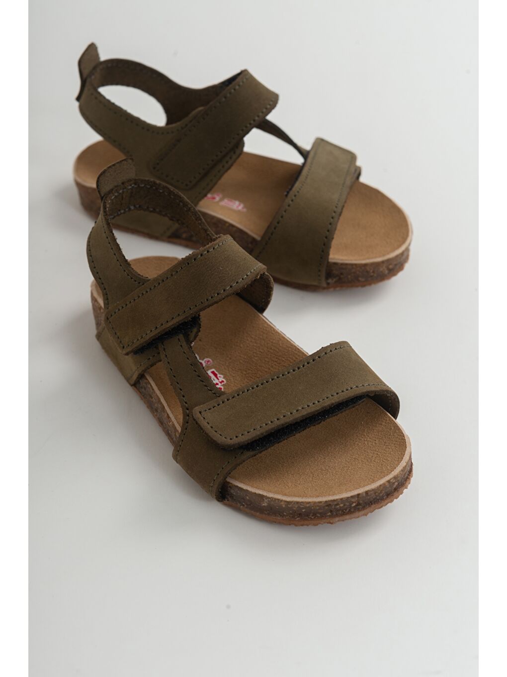 Erkek Çocuk Haki Deri Ortopedik Destekli Çocuk Sandalet-1