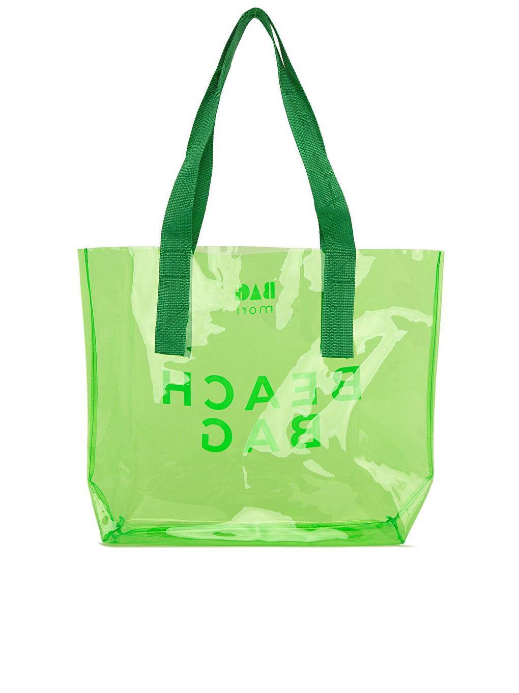 Bagmori Yeşil Beach Bag Baskılı Şeffaf Plaj Çantası - 2