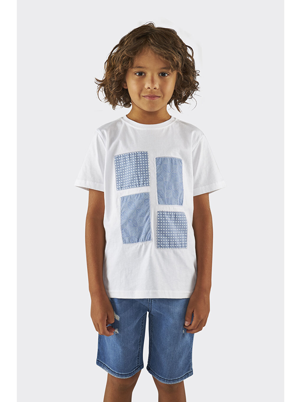 Erkek Çocuk Yıkamalı Lacivert Jean Şort-1