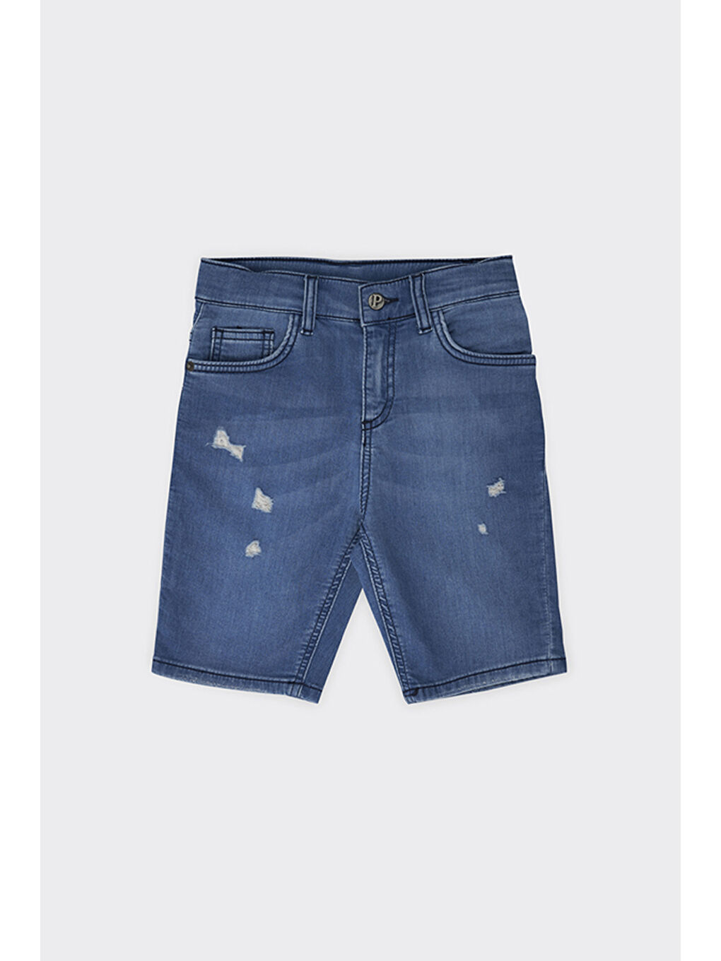 Erkek Çocuk Yıkamalı Lacivert Jean Şort-2