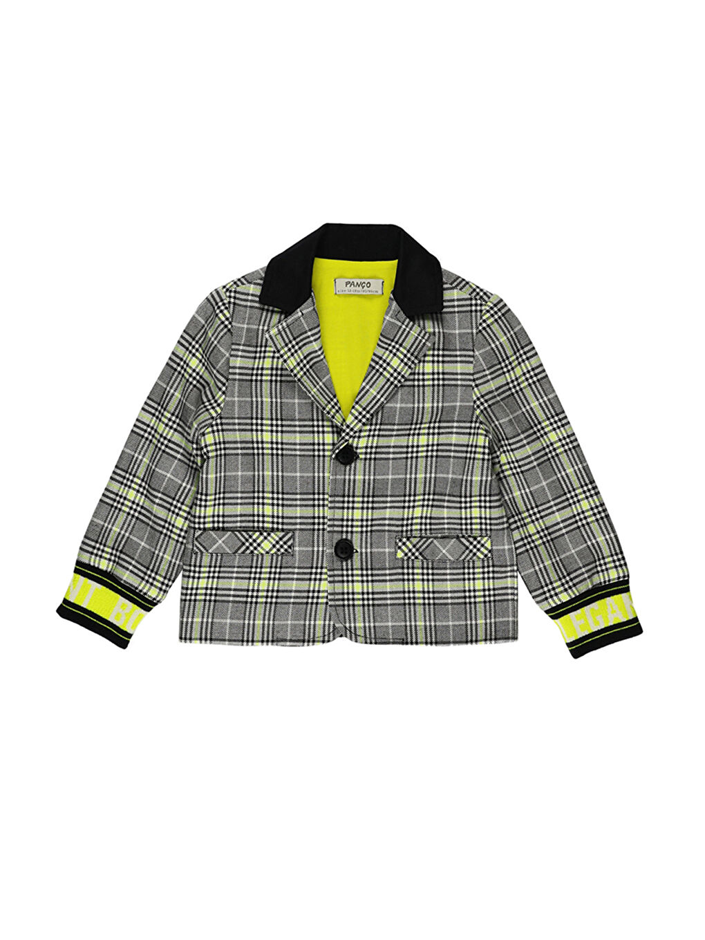 Siyah Erkek Çocuk Ekose Desenli Ceket