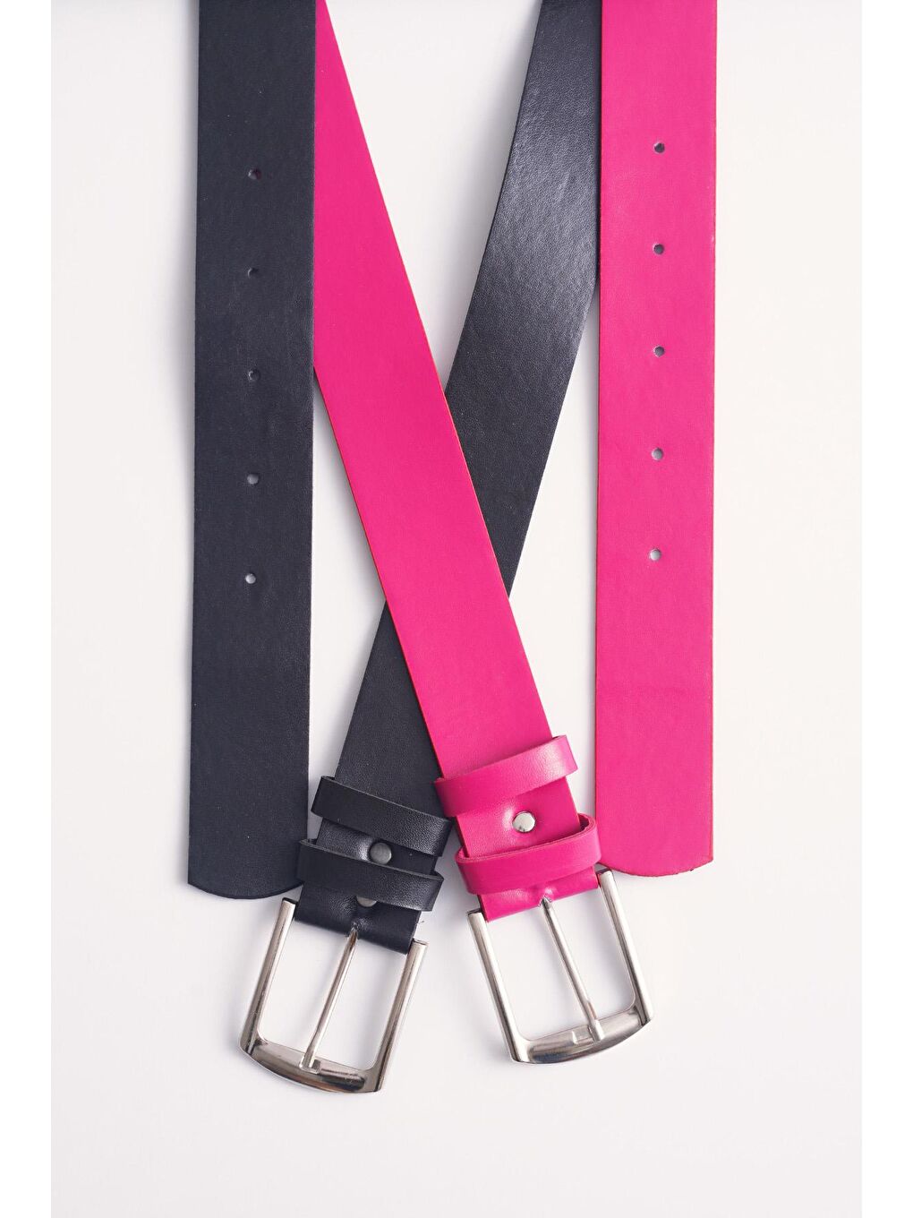010141 İkili Kemer - Siyah - Pembe-1