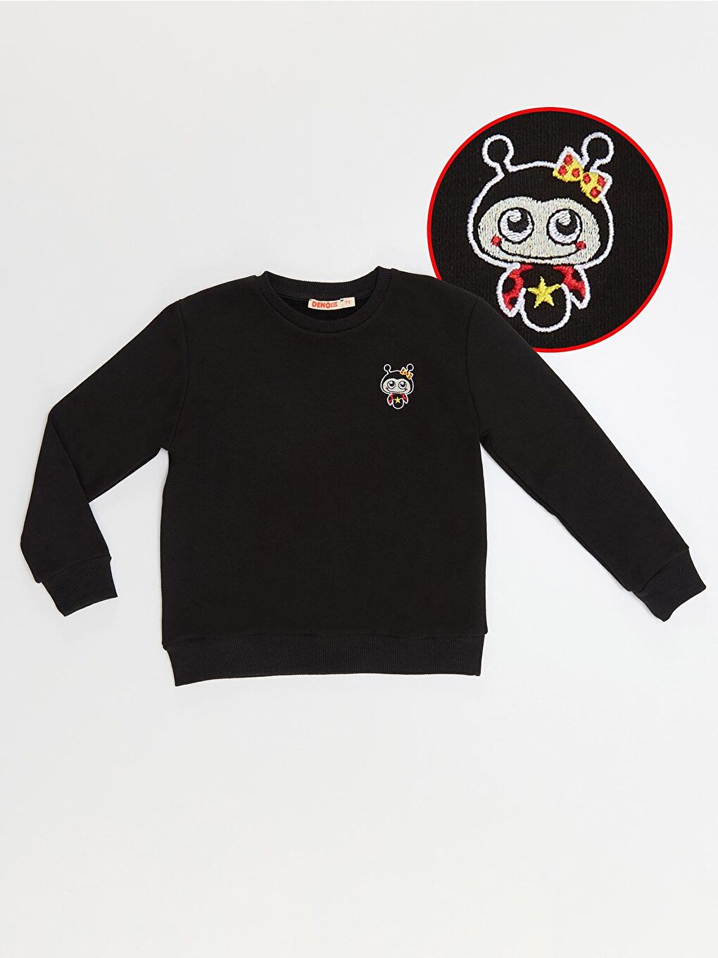 Denokids Siyah Uğurböceği Kız Çocuk Siyah Sweatshirt - 2