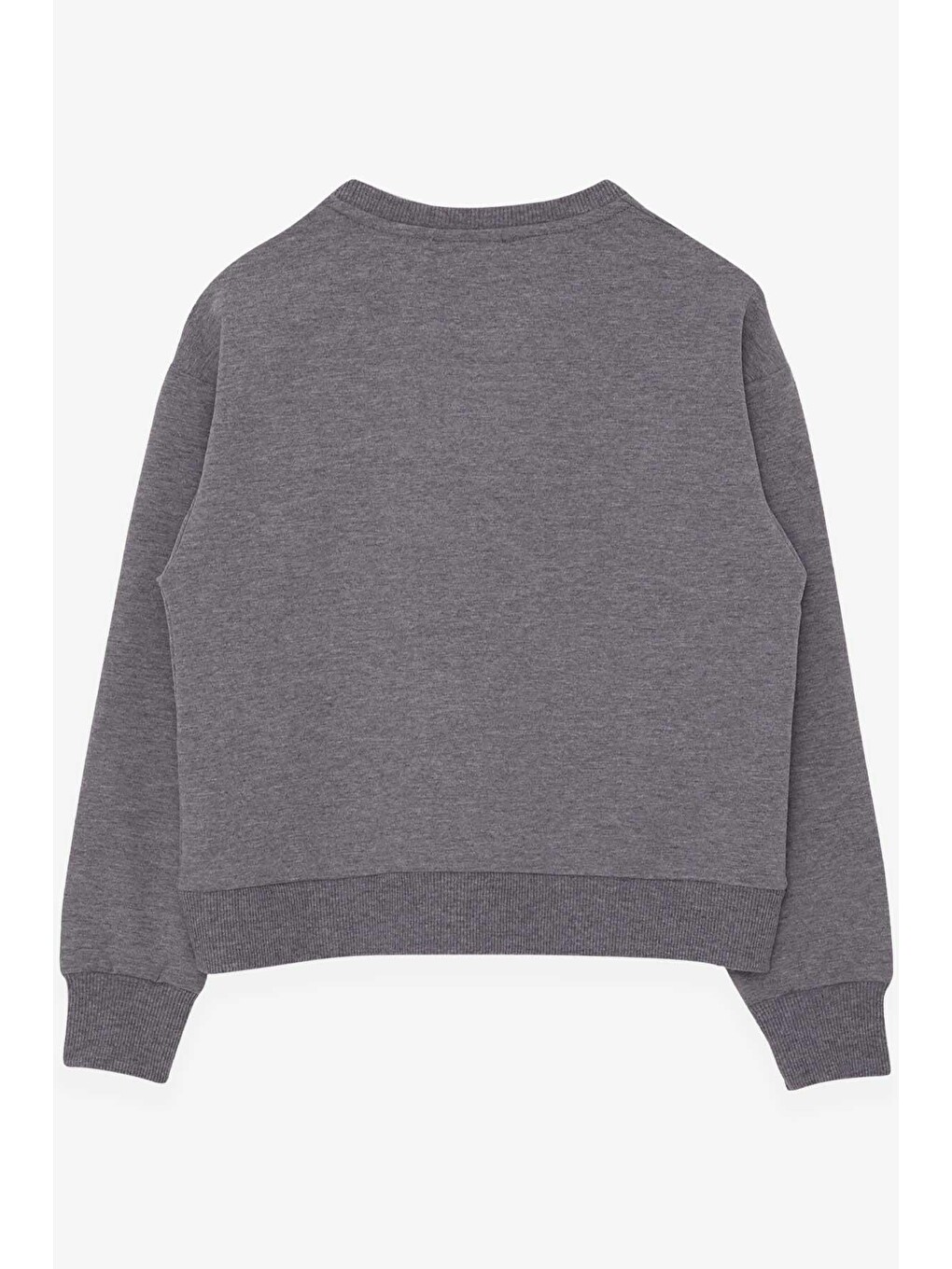 Kız Çocuk Sweatshirt Pullu Kız Baskılı Koyu Gri Melanj (9 Yaş-1