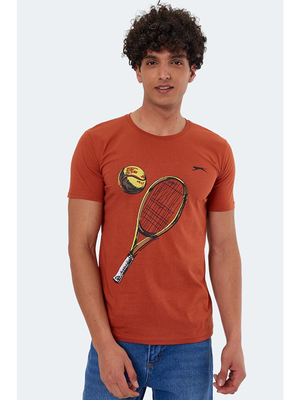 SLAZENGER Kahverengi KATONS Erkek T-Shirt Kiremit