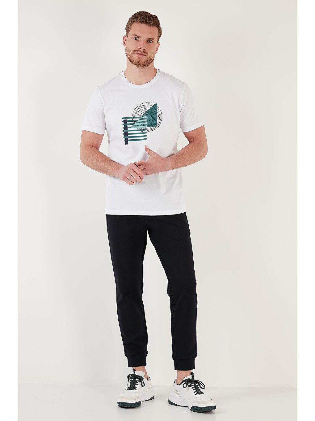 Buratti Beyaz Baskılı Bisiklet Yaka % 100 Pamuk Slim Fit T Shirt 646B3810 - 3