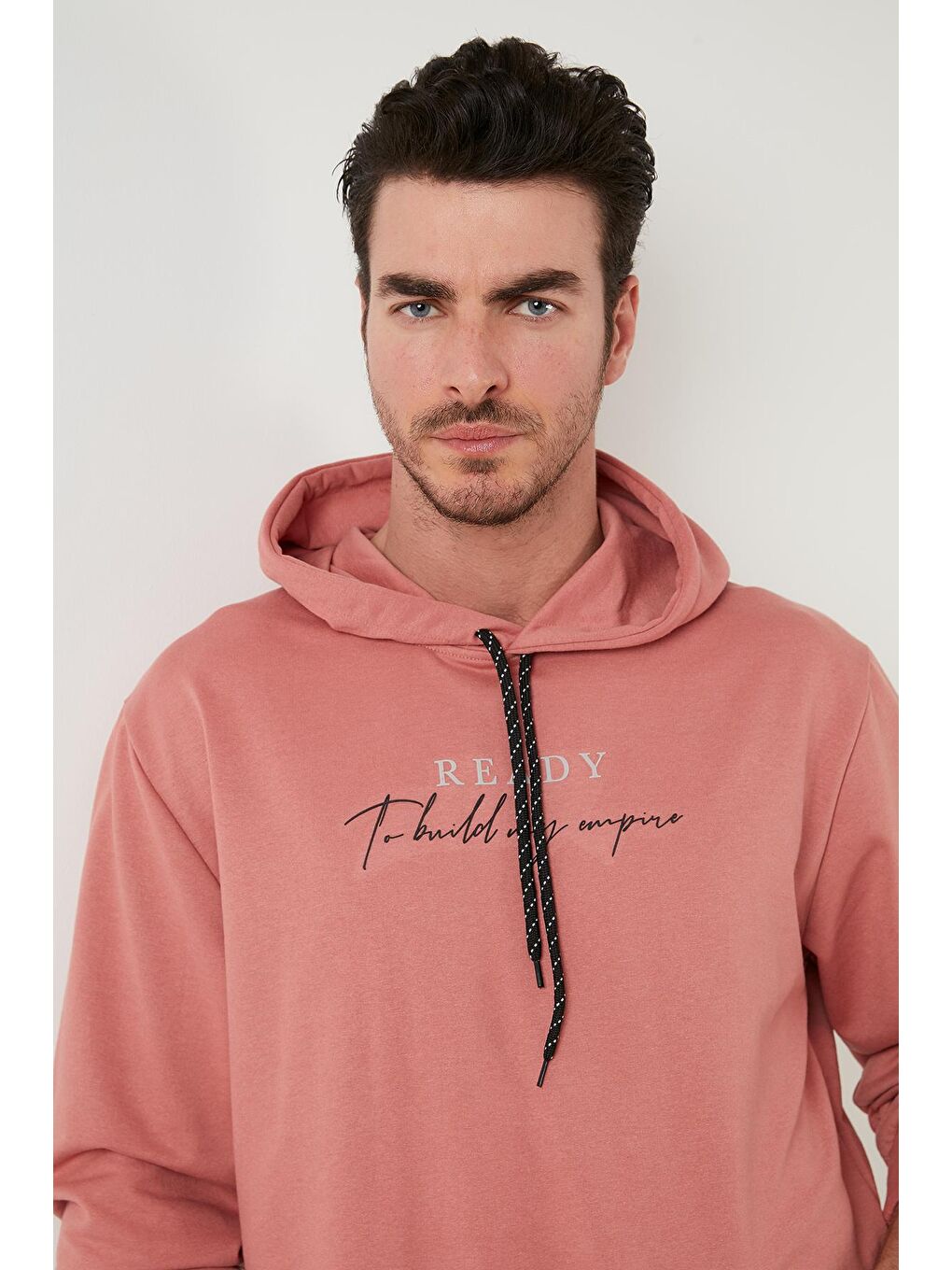 Buratti Pembe Slim Fit Baskılı Kapüşonlu Kanguru Cepli Pamuklu Sweat 5414020