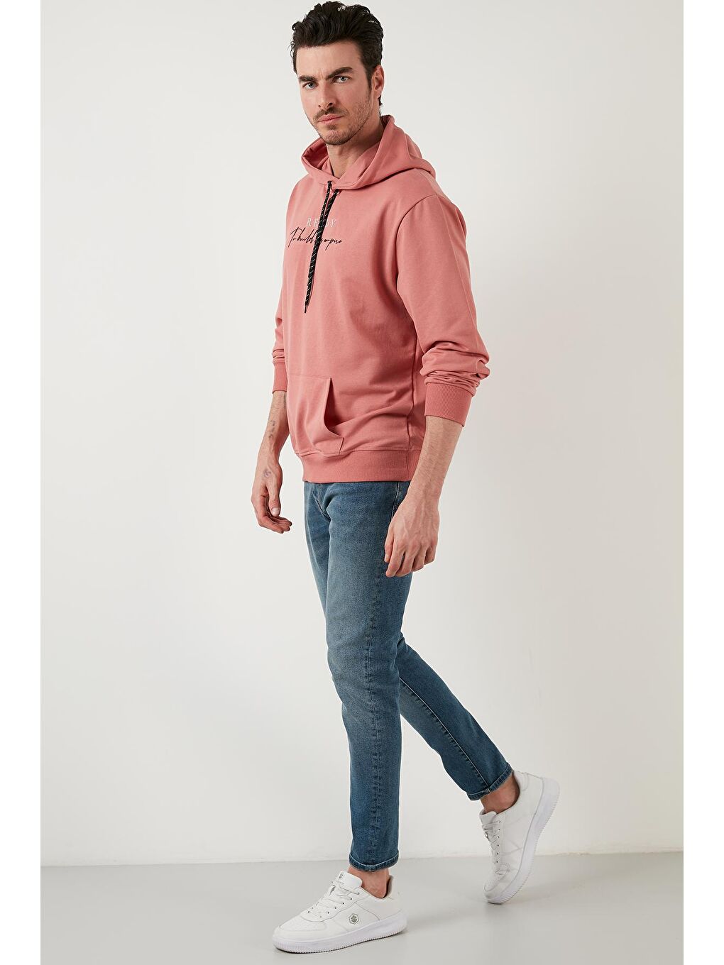 Buratti Pembe Slim Fit Baskılı Kapüşonlu Kanguru Cepli Pamuklu Sweat 5414020 - 3