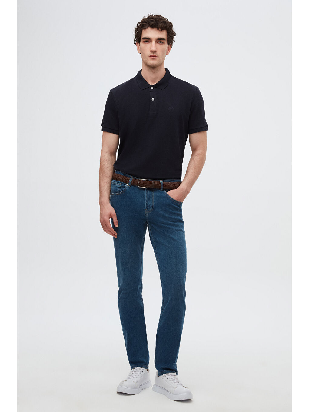 Regular Fit Lacivert %100 Pamuklu Uzun Ömürlü Kıvrılmaz Polo Yaka Nakışlı Tişört-3