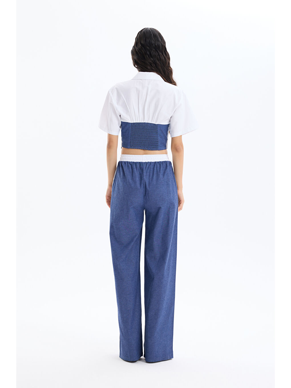 Gömlek Matchli Jean Görünümlü Bluz İndigo-4