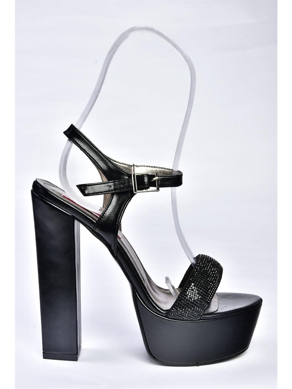 M348004859 Siyah Suni Deri Yüksek Topuklu Kadın Abiye Ayakkabı-4