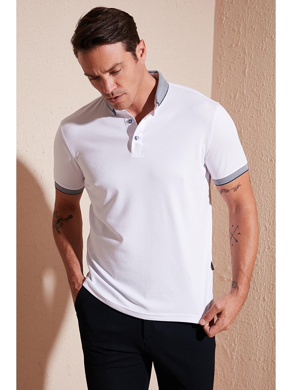 Lacivert Pamuklu Slim Fit Polo Tişört 646r4560