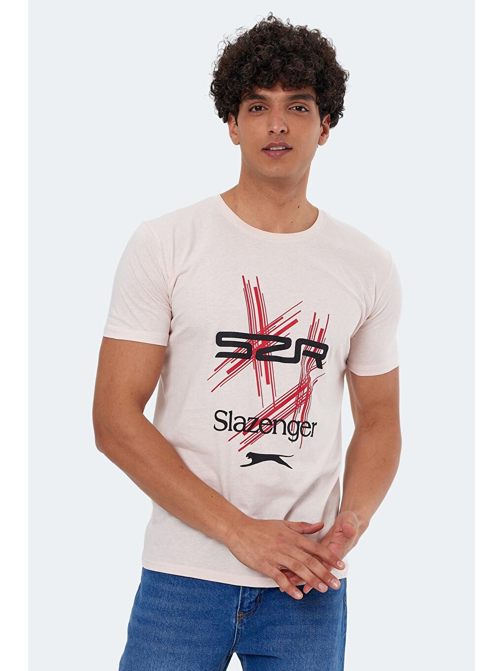 SLAZENGER Pudra Pembe KASUR Erkek T-Shirt Pudra