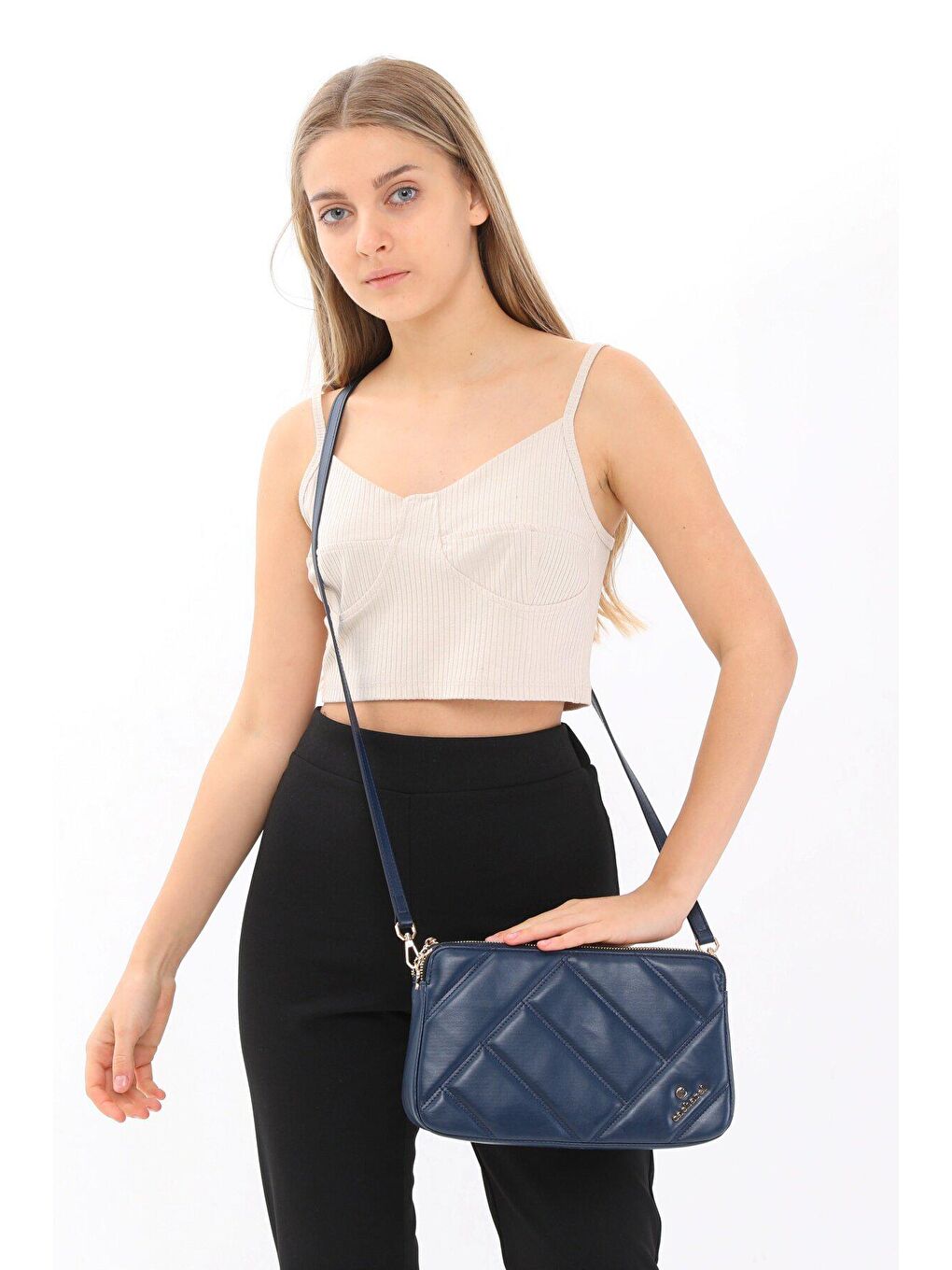 Lacivert Kadın Çapraz Göğüs Ve Omuz Çanta-3