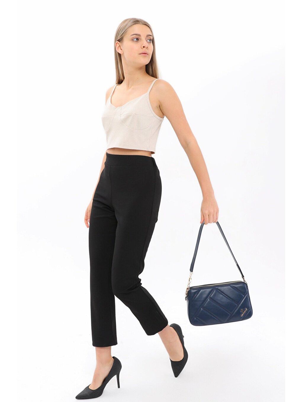 Lacivert Kadın Çapraz Göğüs Ve Omuz Çanta-4