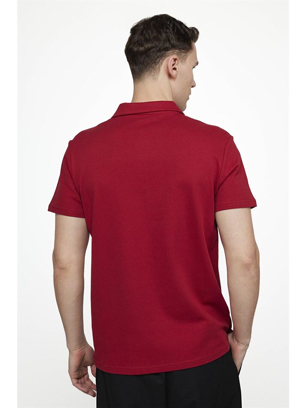 TUDORS Kırmızı Slim Fit Desenli Polo Yaka Erkek Tişört - 3