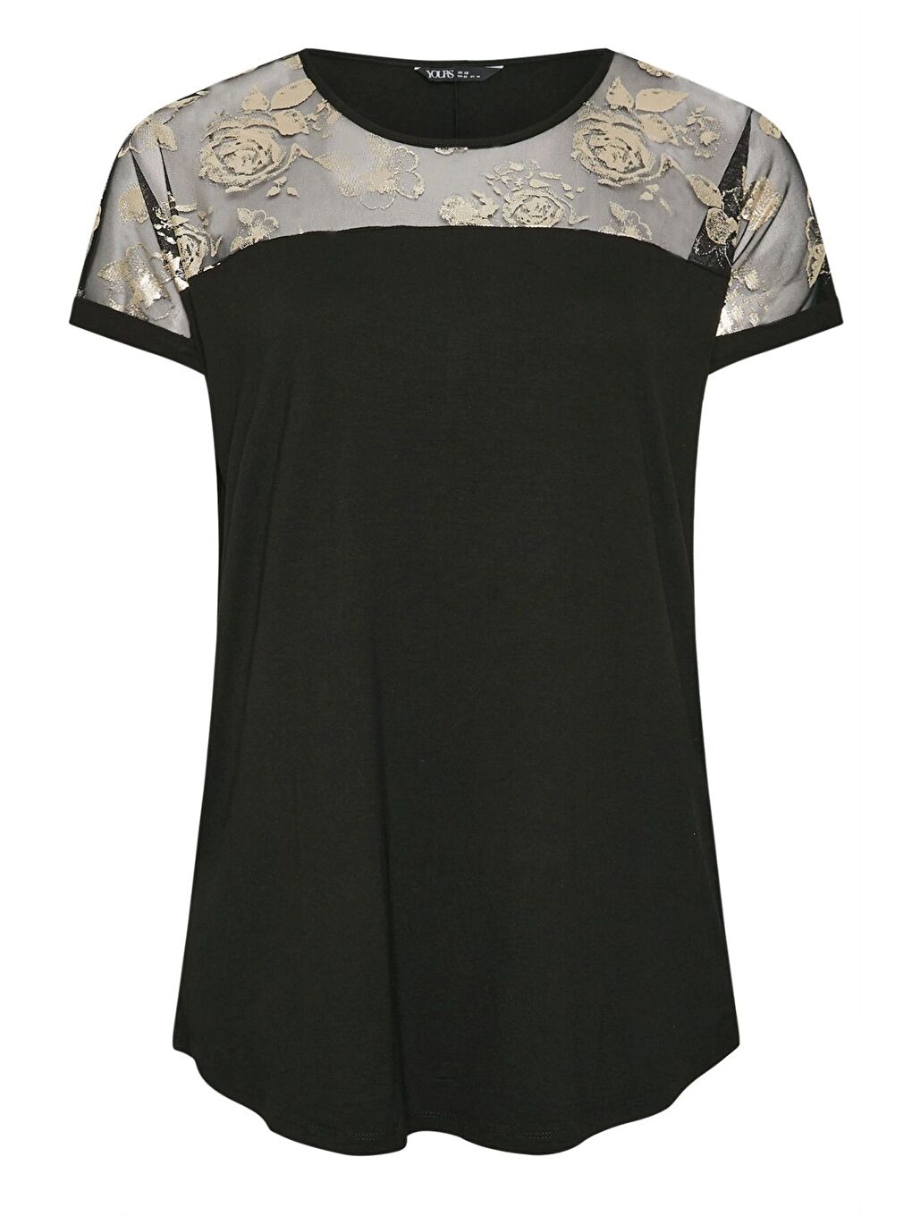 Siyah Büyük Beden Bisiklet Yaka Kısa Kollu Yakası Transparan Bluz 303428-5