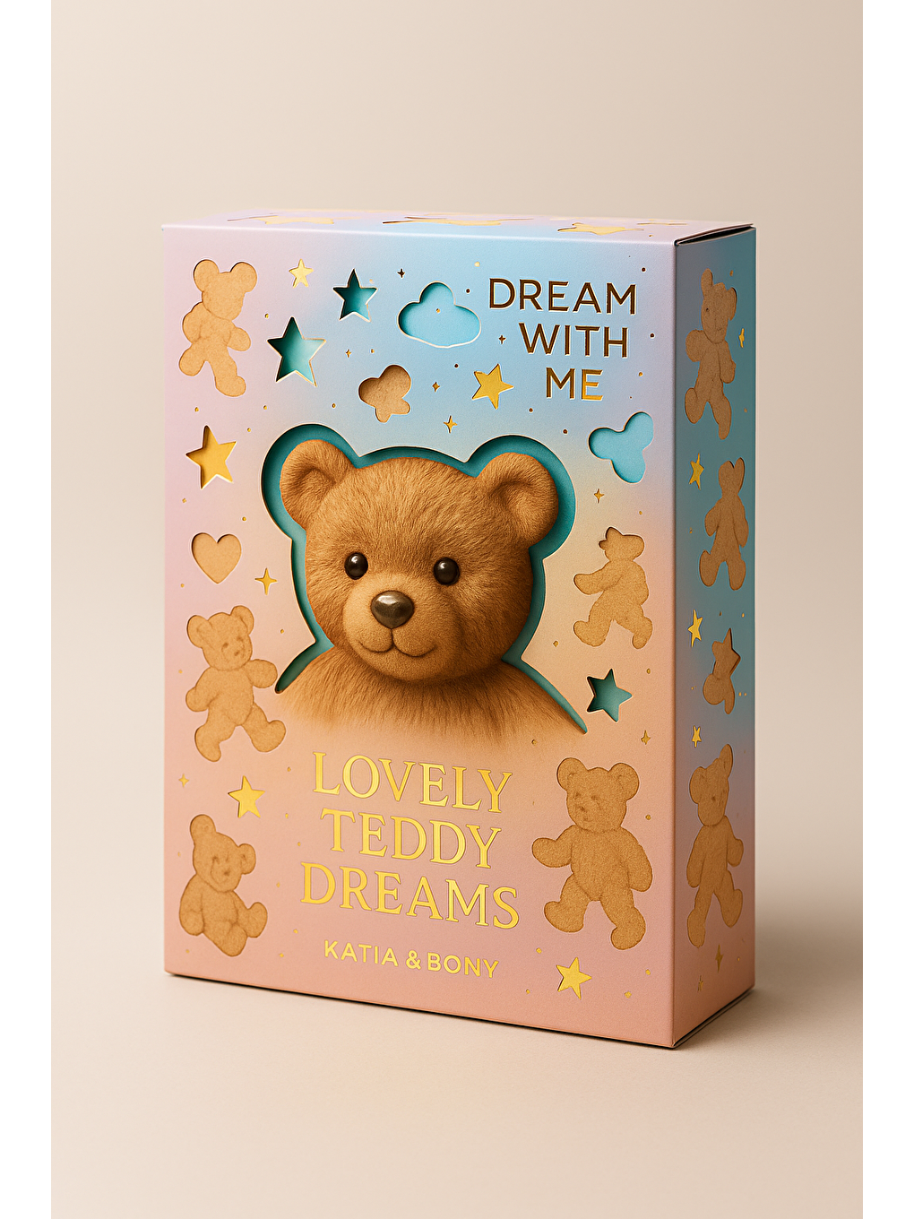 Ekru Çocuk Teddy Desenli Kutulu Pijama Takımı-1