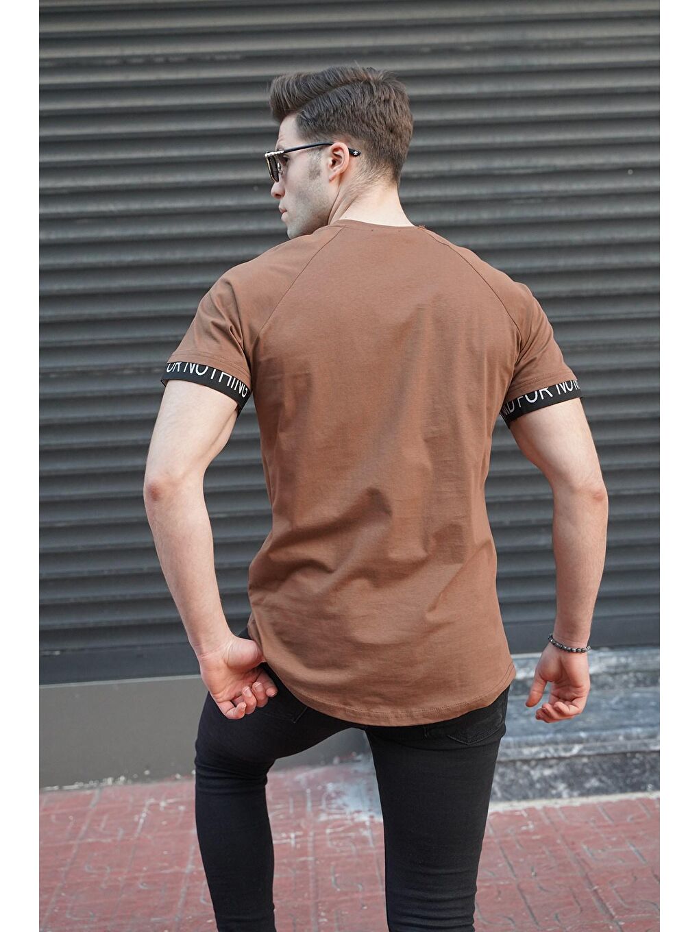 Kahverengi Basic Erkek Tişört-2