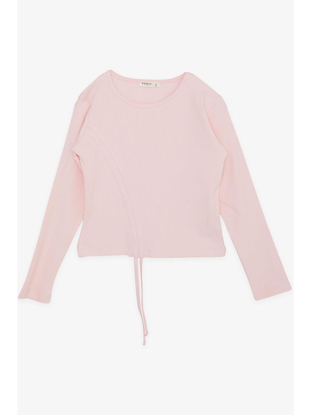 Kız Çocuk Uzun Kollu Tişört Büzgülü Pembe (8-14 Yaş)