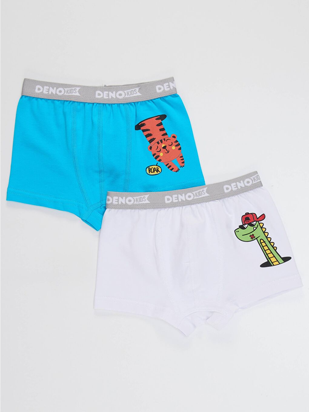 Denokids Karışık Erkek Çocuk Mavi-Beyaz 2 Adet Boxer Takım