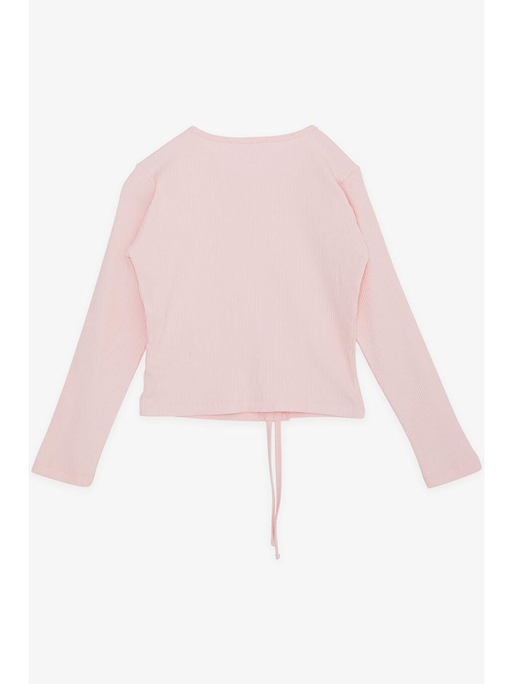 Kız Çocuk Uzun Kollu Tişört Büzgülü Pembe (8-14 Yaş)-1