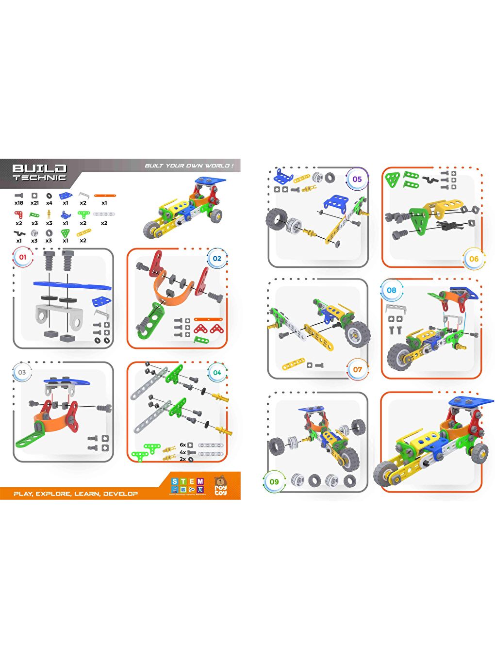 RoyToy Sök Tak Araçlar - Buggy (72 Parça) - 3